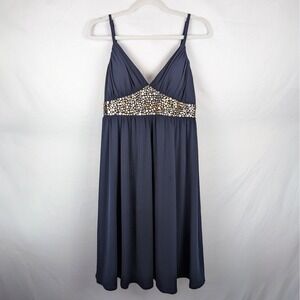AGB Dress Navy Blue Cocktail Party Sleeveless Embellished Size 10 Gothic Glam